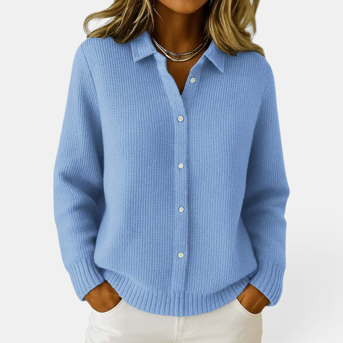 Women's Button-Up Knitted Cardigan Blended Cotton
