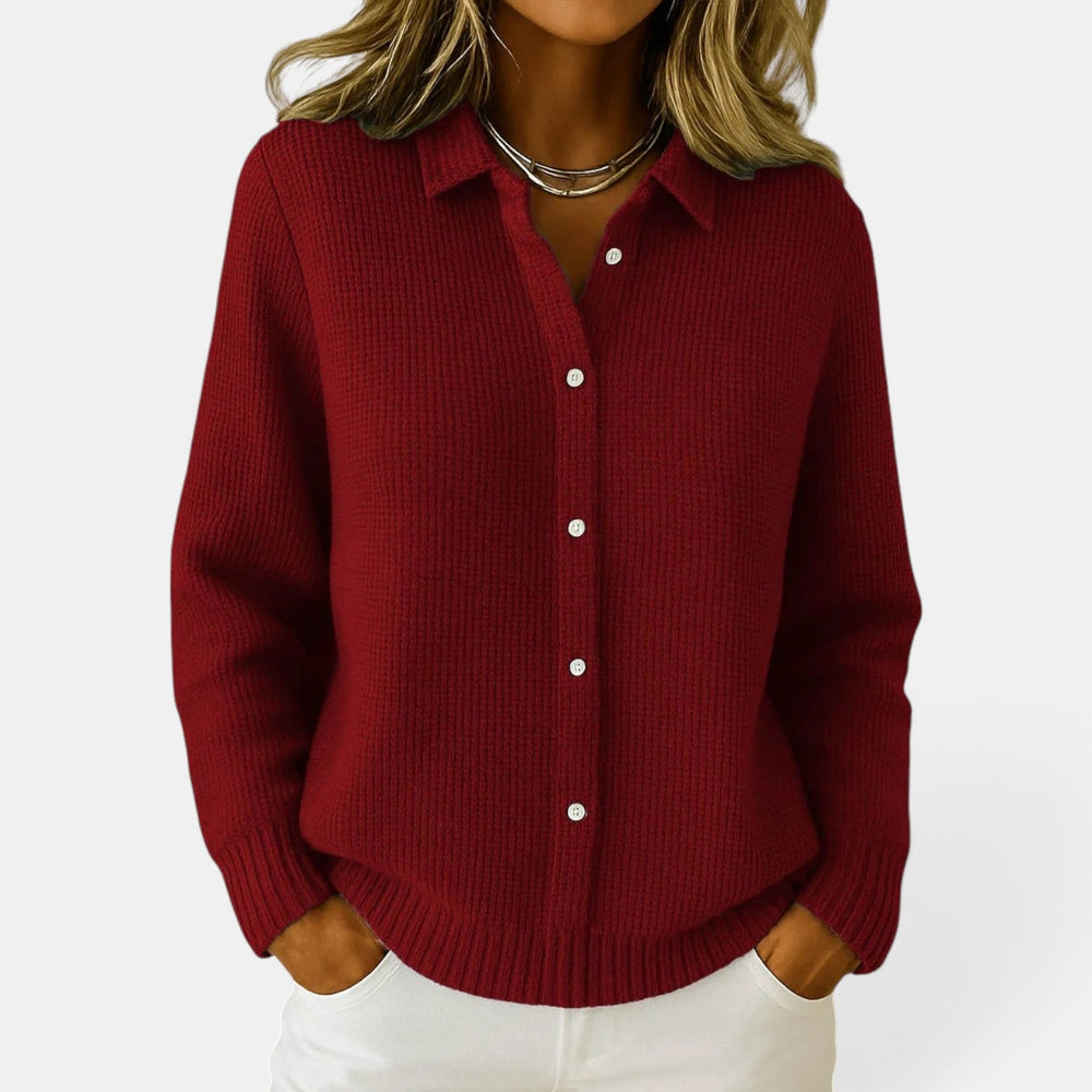 Women's Button-Up Knitted Cardigan Blended Cotton