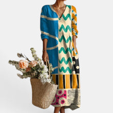 Women's Boho Floral Linen Midi Dress