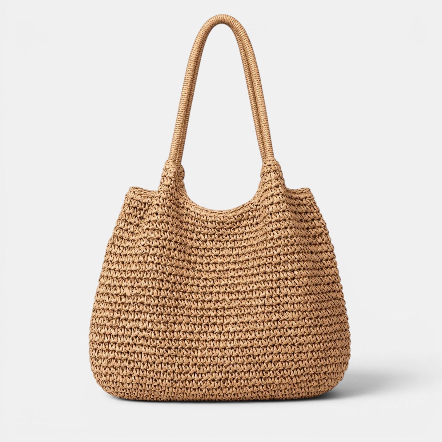 Women's Khaki Braided Oversized Tote Bag