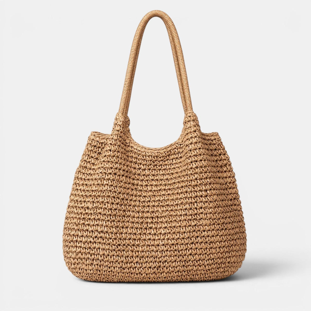 Women's Khaki Braided Oversized Tote Bag