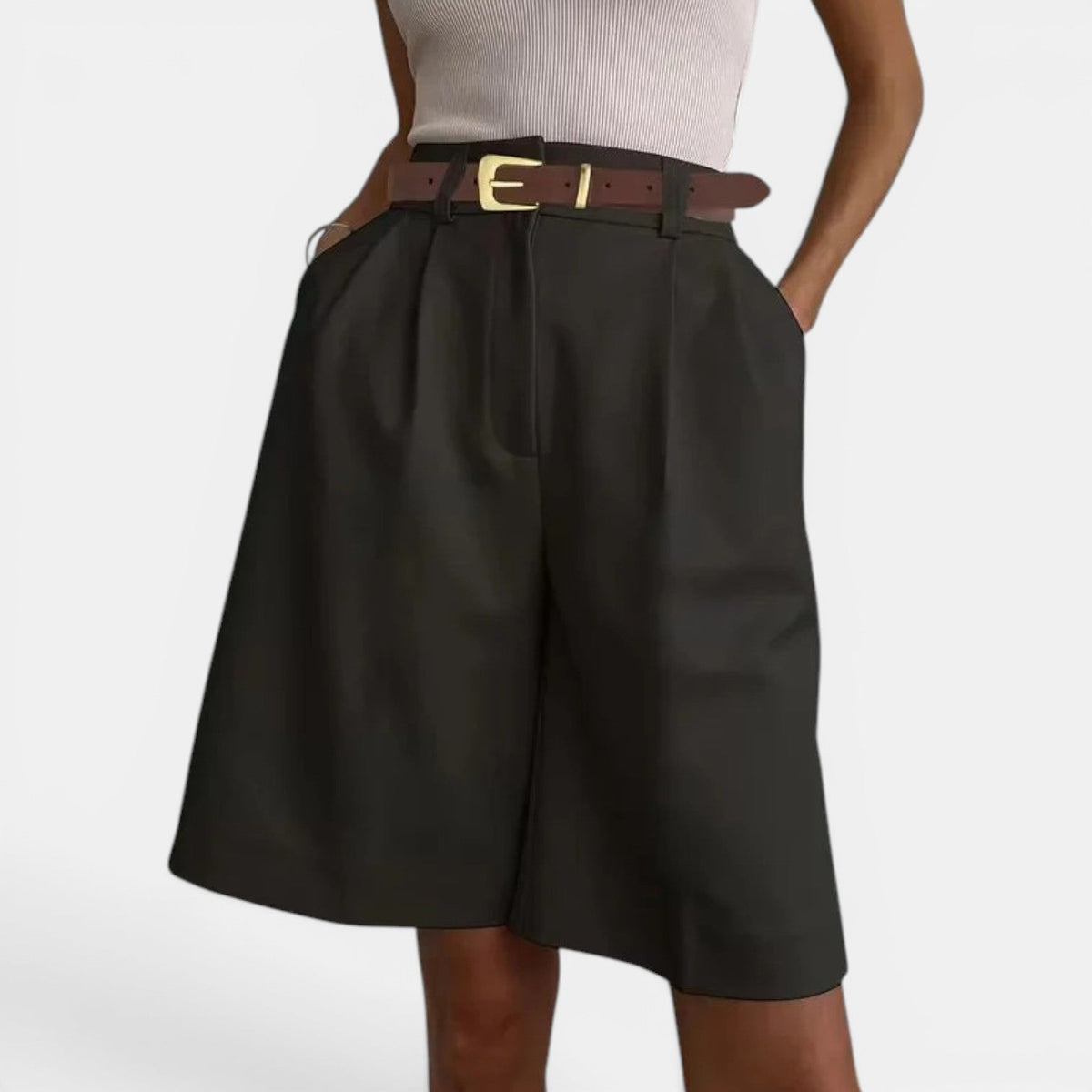 Women's Shorts with Gold Buckle