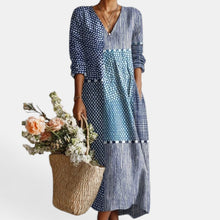 Women's Boho Floral Linen Midi Dress