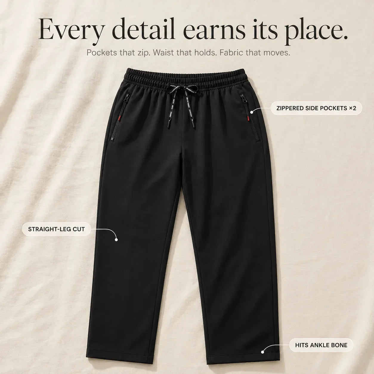 Aerelle – Women's Lightweight High Waist Pants with Zip Pockets