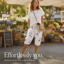 Solavia – Women's Cropped Drawstring Pants with Pockets, Printed Summer Style