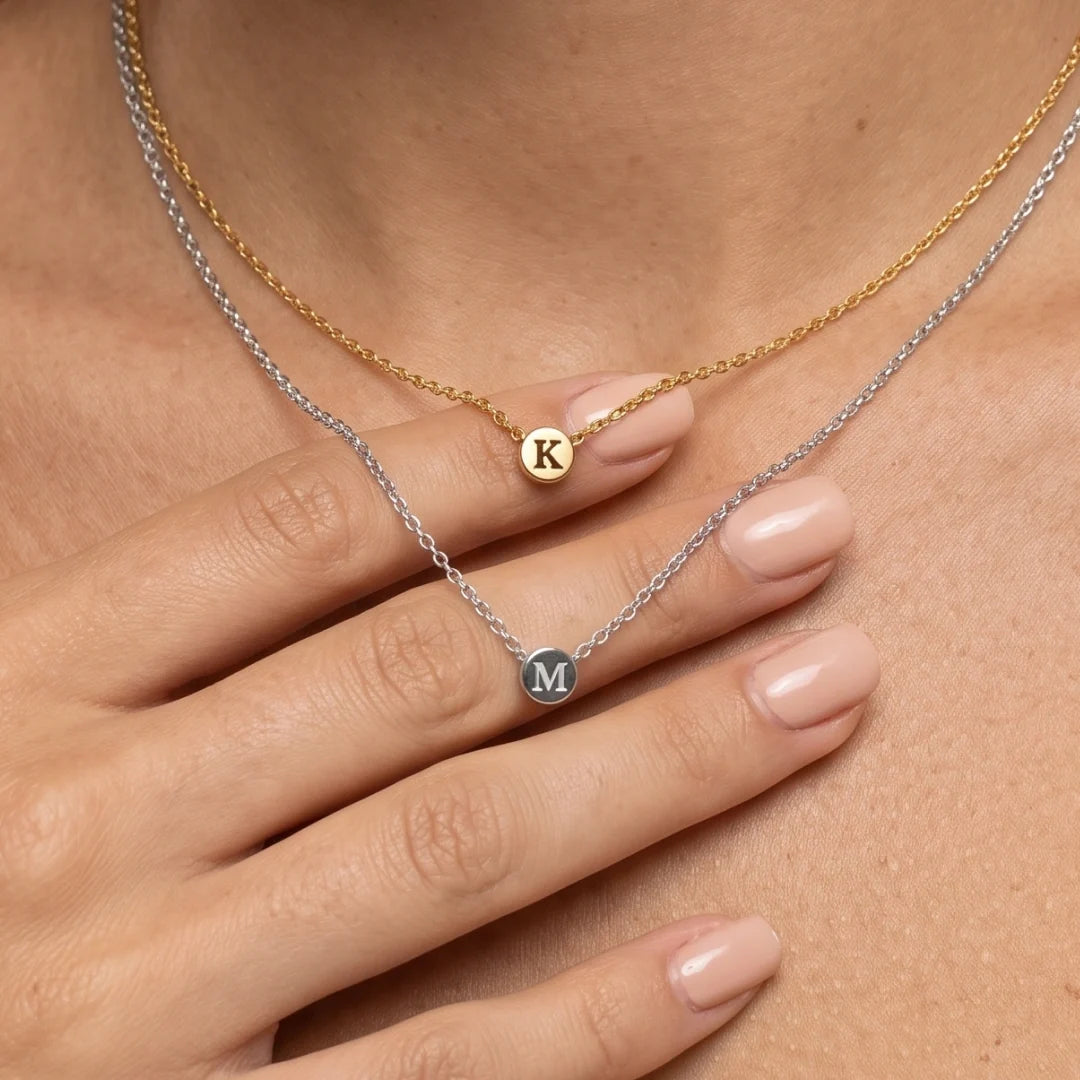 Initial Letter Dot Necklace