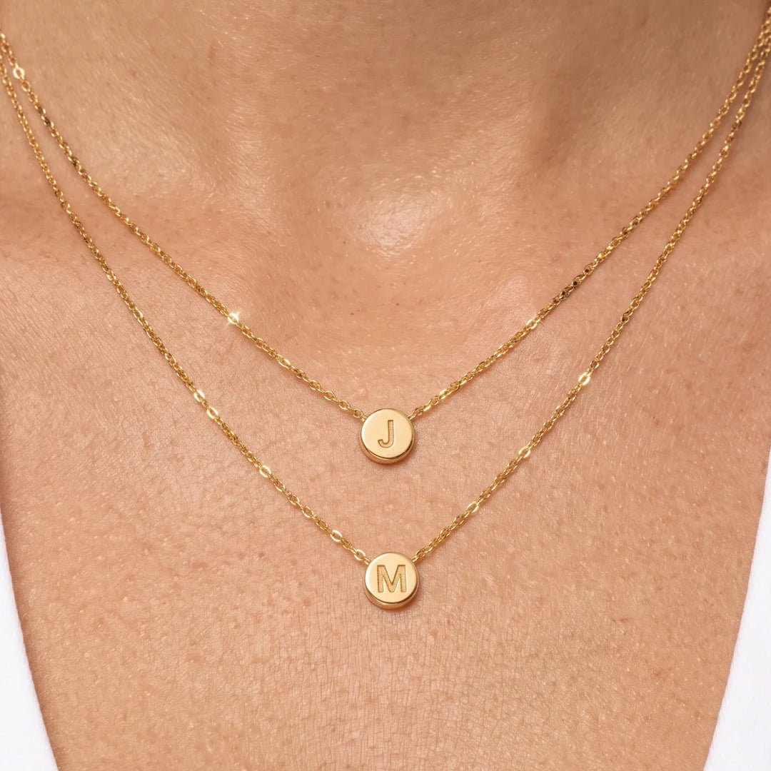 Initial Letter Dot Necklace