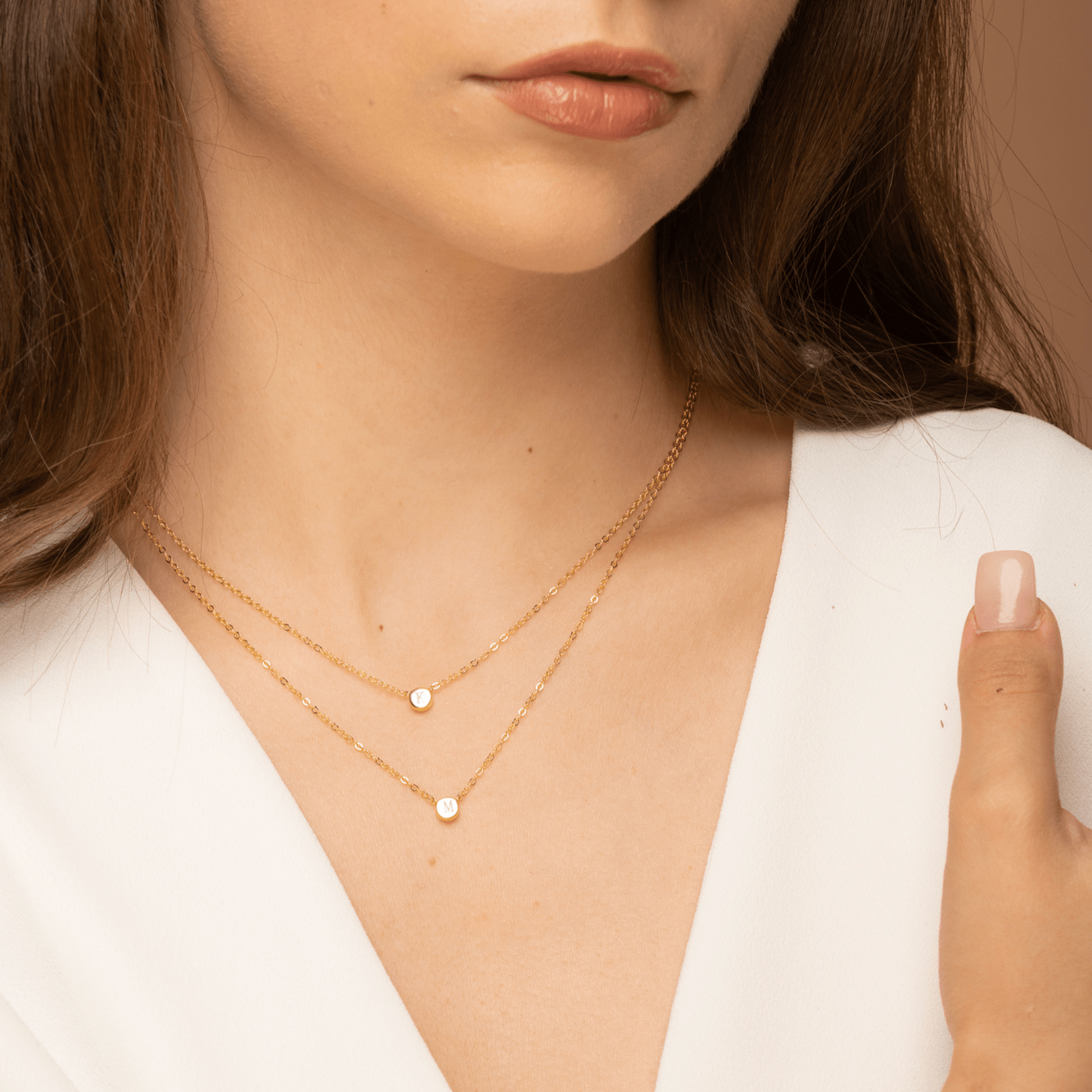 Initial Letter Dot Necklace