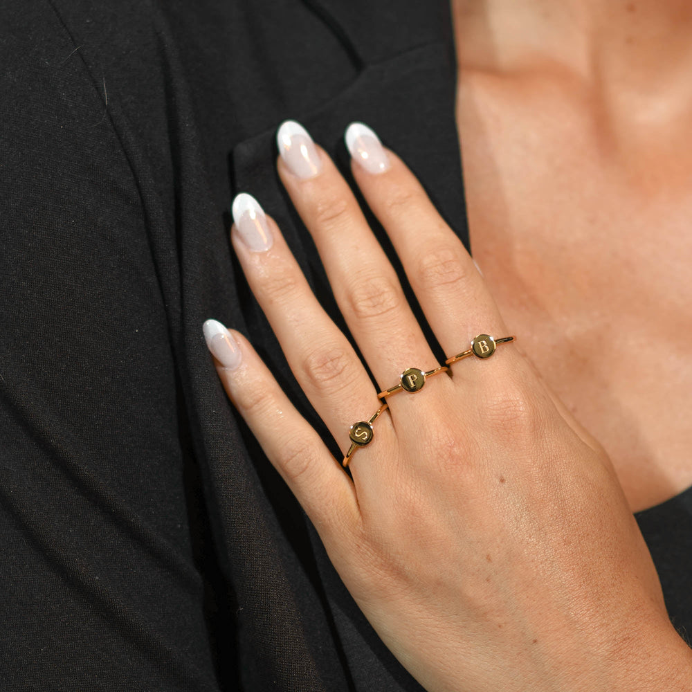 Initial Letter Dot Ring (Size 8)