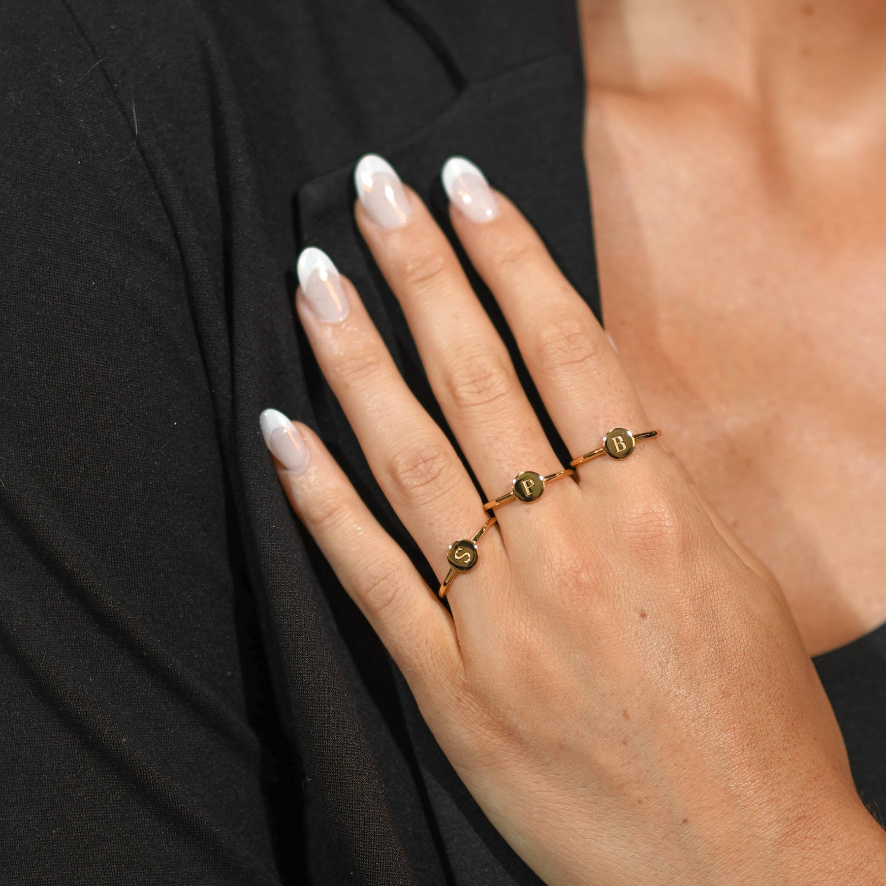 Initial Letter Dot Ring (Size 8)