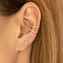 Initial Letter Sapphire Stud Earrings