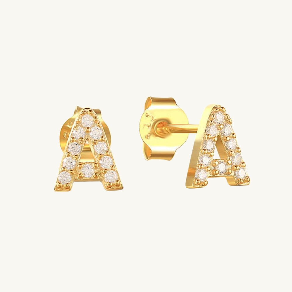Initial Letter Sapphire Stud Earrings