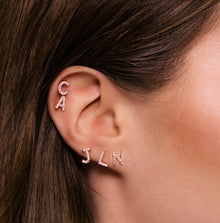 Initial Letter Sapphire Stud Earrings