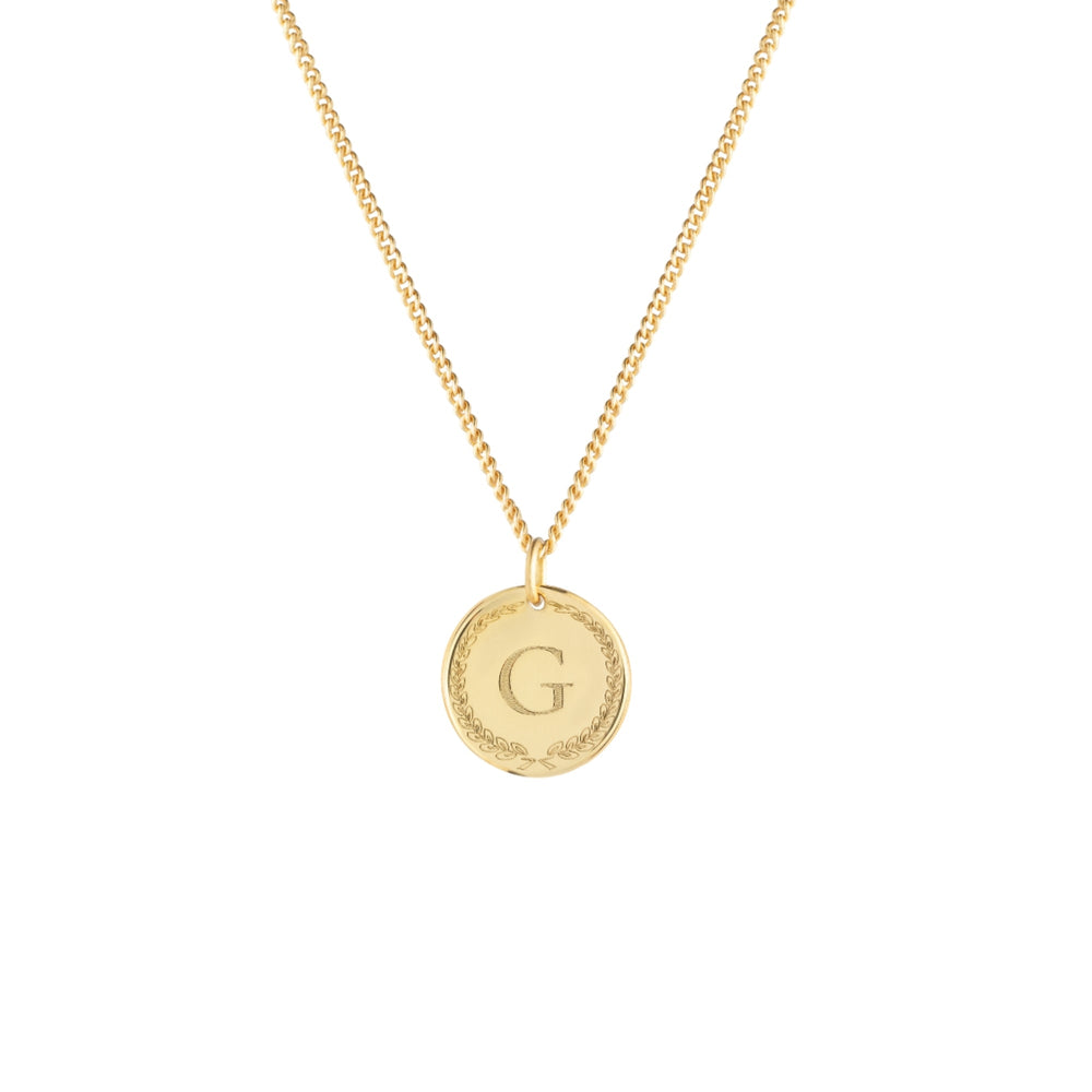 Initial Medallion Coin Necklace