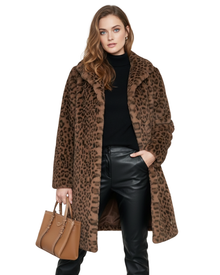 Iris Women's Coat in Imitation Fur – Leopard Print, Warm & Bold Style
