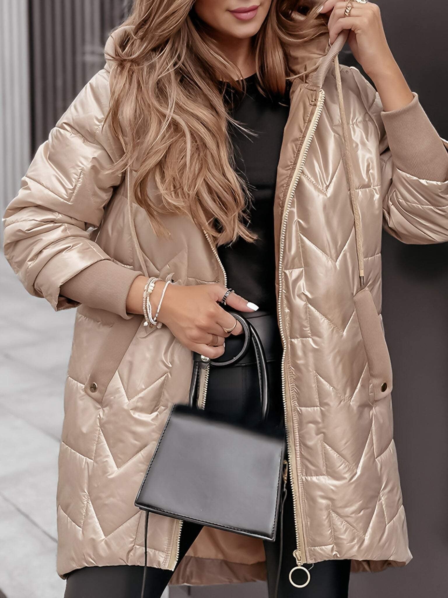 Raelynn Long Women's Hooded Coat – Lightweight Full-Zip Jacket for Daily Urban Use & Cool Weather