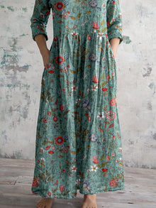 Summer Dress Women Calista – Floral Dress with V Neck & Flowing Cut for an Elegant Look