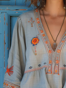 Sienna Blouse Woman Bohemian – Authentic Embroidery & Airy Summer Cut