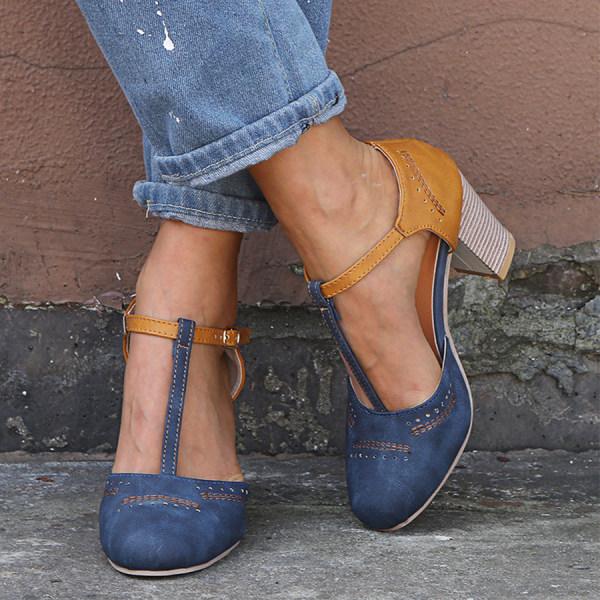 Morgiane Women's Sandals – Elegant Closed-Toe Sandals with Block Heel & Adjustable Ankle Strap