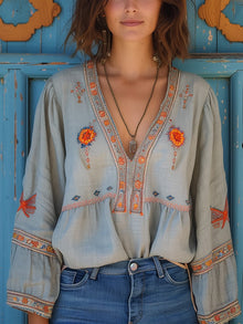 Sienna Blouse Woman Bohemian – Authentic Embroidery & Airy Summer Cut