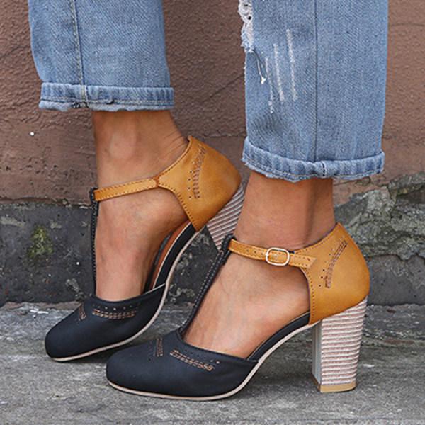 Morgiane Women's Sandals – Elegant Closed-Toe Sandals with Block Heel & Adjustable Ankle Strap