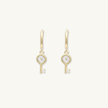 Key Clover Hoop Huggie Earrings