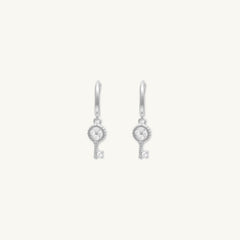 Key Clover Hoop Huggie Earrings