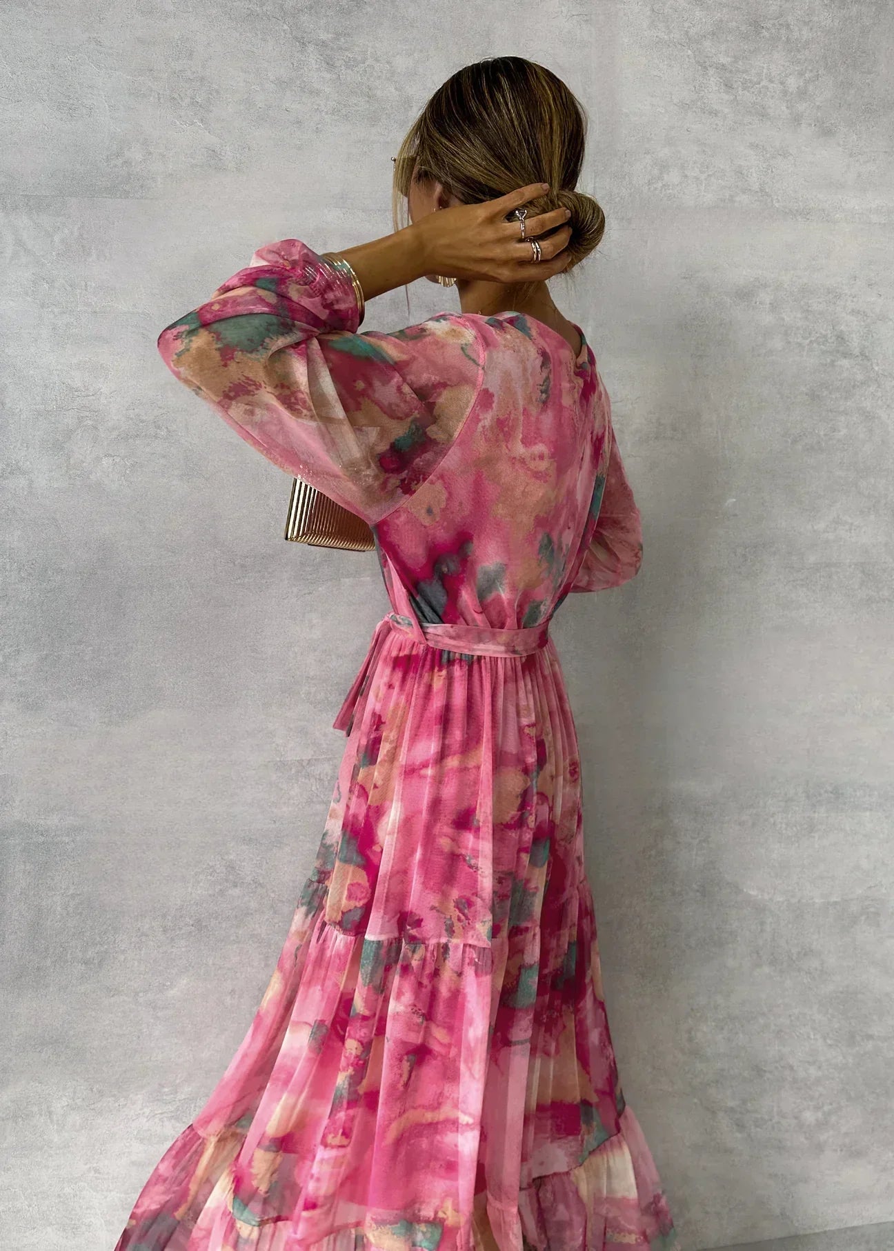 Mary Summer Dress Woman – Long Light Dress with Long Sleeves, Elegant & Modern
