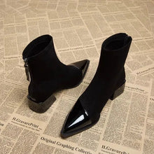 Gracia Women's Ankle Boots – Elegant Suede Boots with Patent Details & Comfortable Block Heel