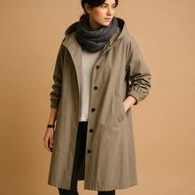 Hannah Women's Waterproof Coat – Long Rain Jacket with Hood, Adjustable Cuffs & Button Closure