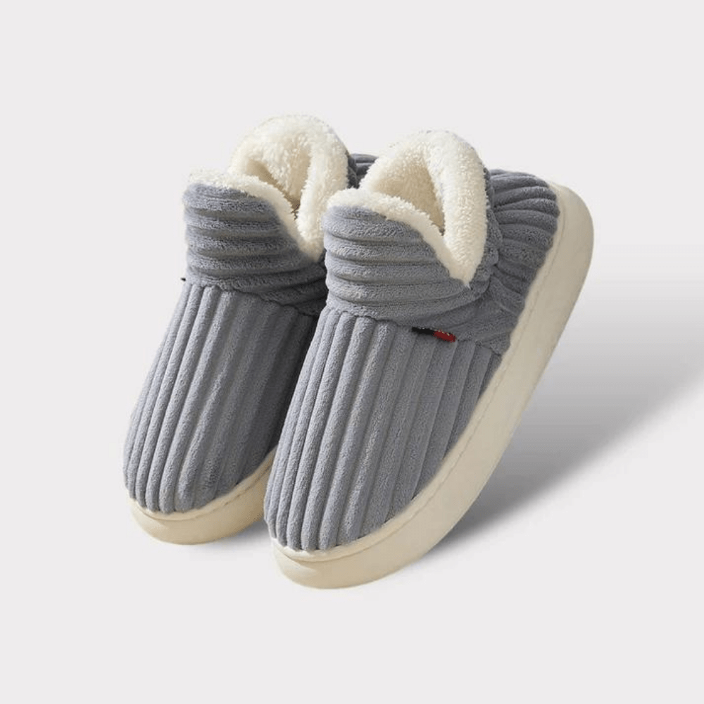 Lily Femme Slippers – Corduroy Velvet Slippers with Fur Lining & Non-Slip Sole
