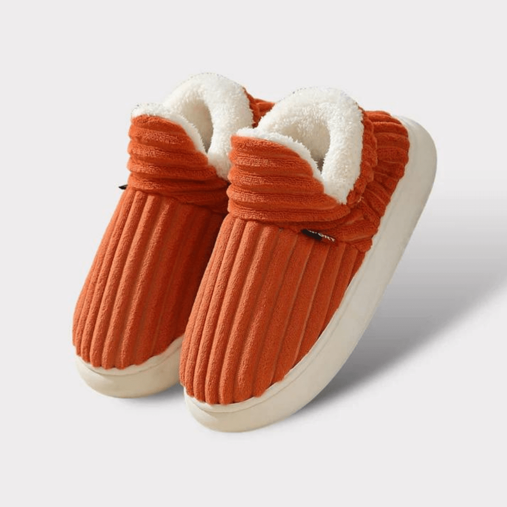 Lily Femme Slippers – Corduroy Velvet Slippers with Fur Lining & Non-Slip Sole