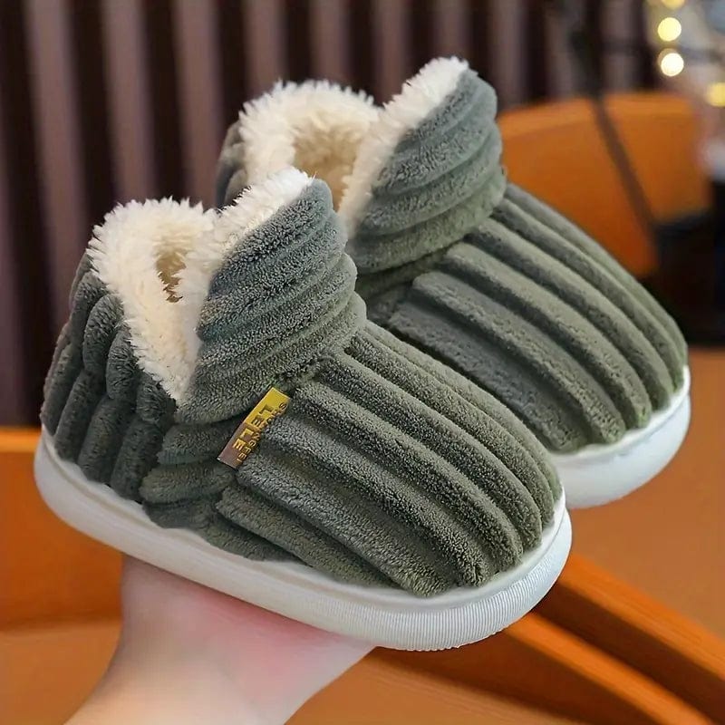Lily Femme Slippers – Corduroy Velvet Slippers with Fur Lining & Non-Slip Sole