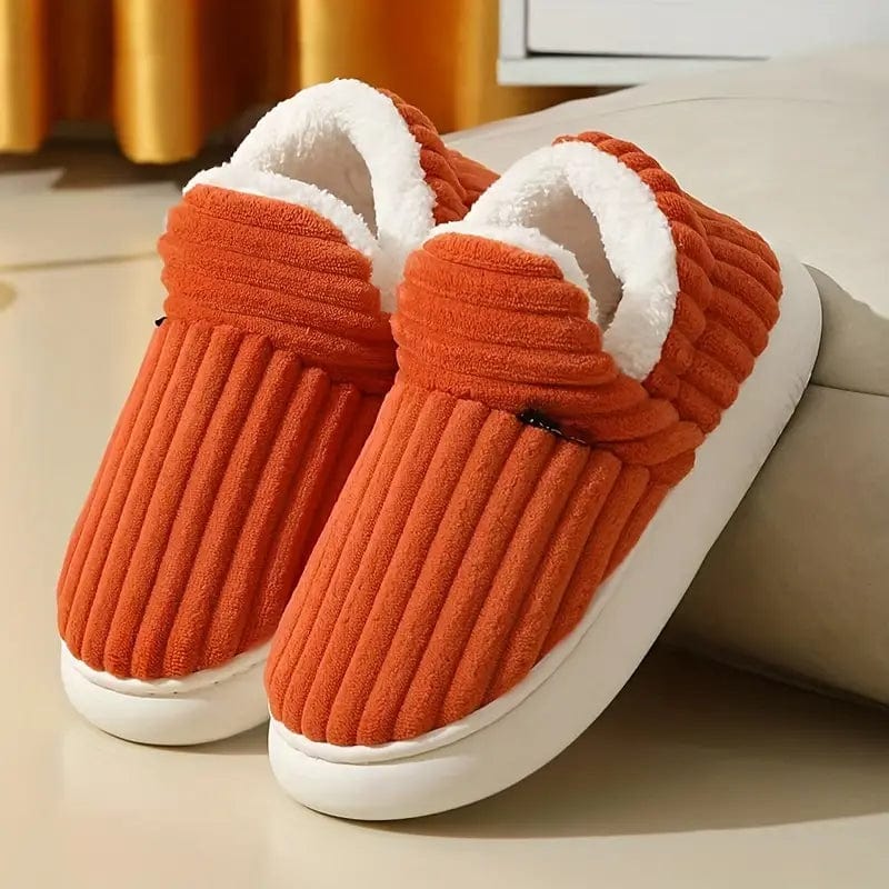 Lily Femme Slippers – Corduroy Velvet Slippers with Fur Lining & Non-Slip Sole