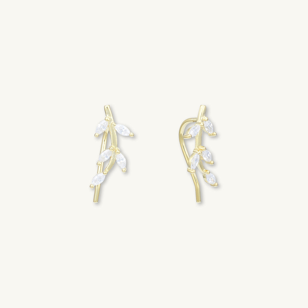 Leaf Sapphire Climber Earrings