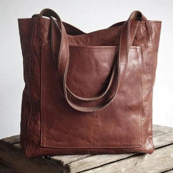 Noelle Sac Cabas Femme – Large Genuine Leather Handbag with Compartments & Long Handles