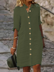 Maelis Robe Chemise Femme – Classic Elegant Dress with Straight Cut and Chic Buttoning