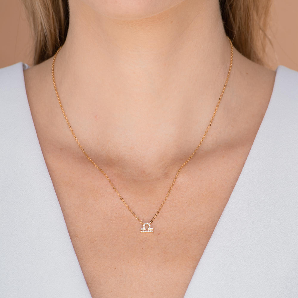 Libra Sapphire Charm Zodiac Star Sign Necklace