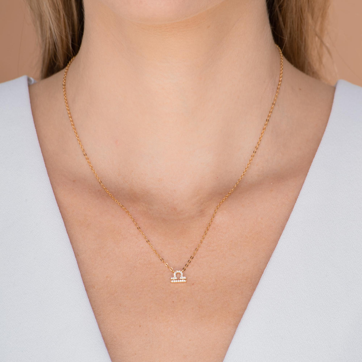 Libra Sapphire Charm Zodiac Star Sign Necklace