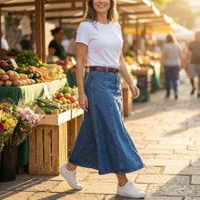 Levara – Flattering High Waist Denim Maxi Skirt