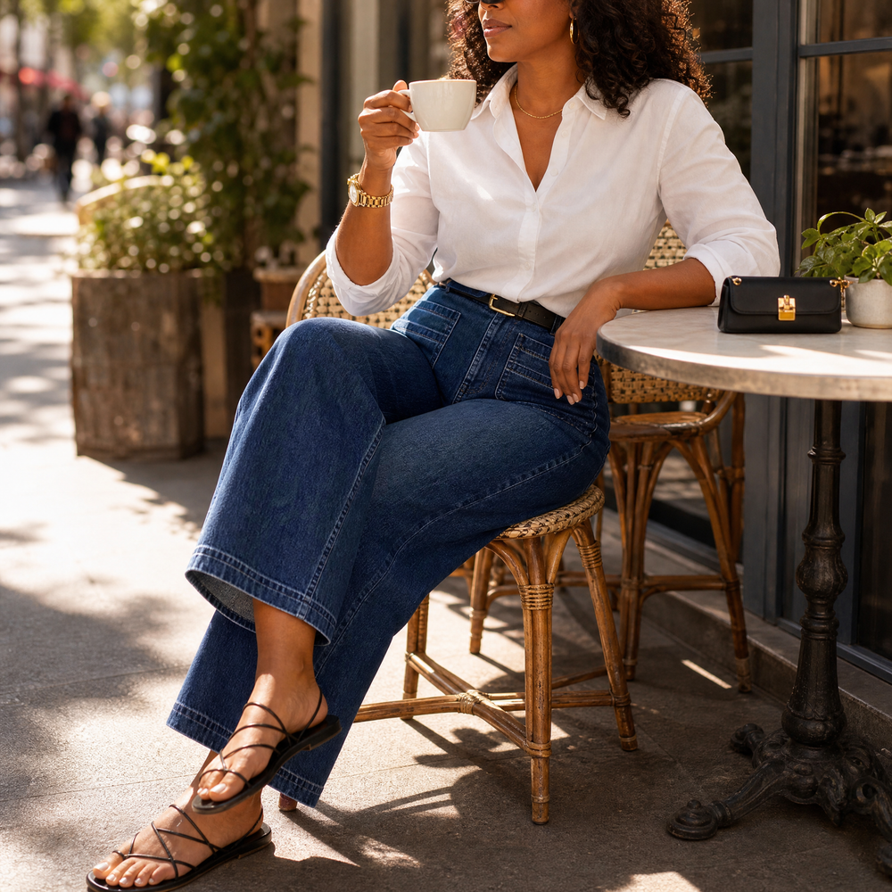 Vellora – Patch-Pocket Wide-Leg Jeans