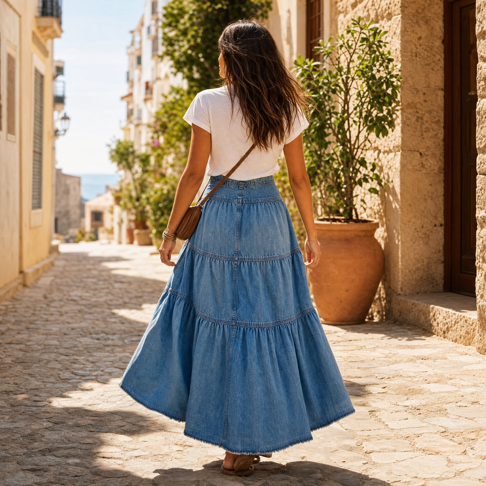 Soléra – Soft Button-Front Maxi Skirt