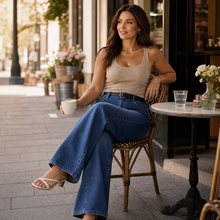 Wearbella – High-Waisted Wide-Leg Button-Fly Jeans