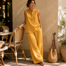 Poisematch – Stand-Collar Top And Wide-Leg Pants Set