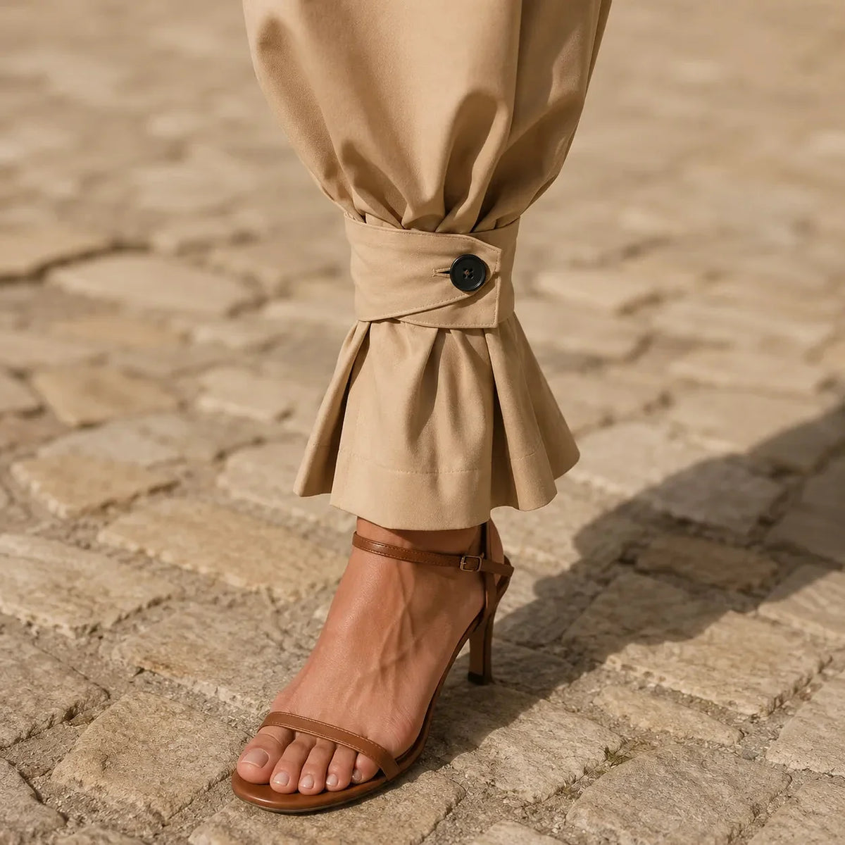 Marlow – Pleated Lantern Wide-Leg Trousers with Bow Cuffs