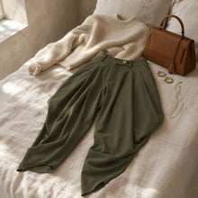 Velora – High Waist Pleated Tapered Wide Leg Trousers for Women