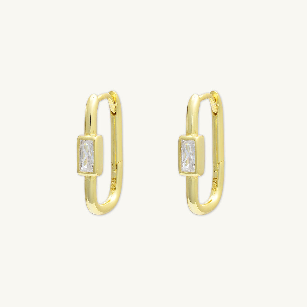 Long Baguette Huggie Hoops Earrings