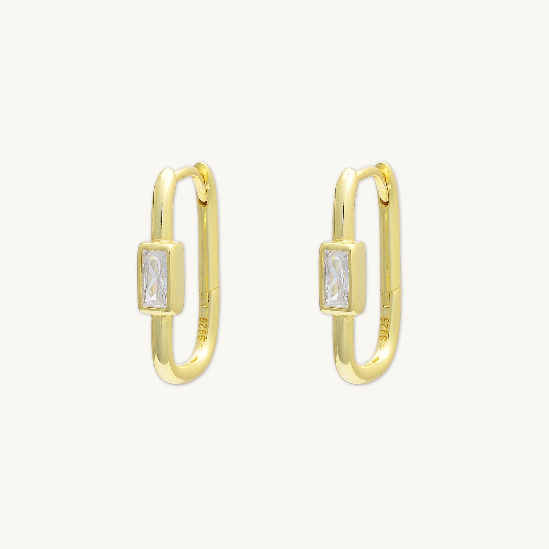 Long Baguette Huggie Hoops Earrings