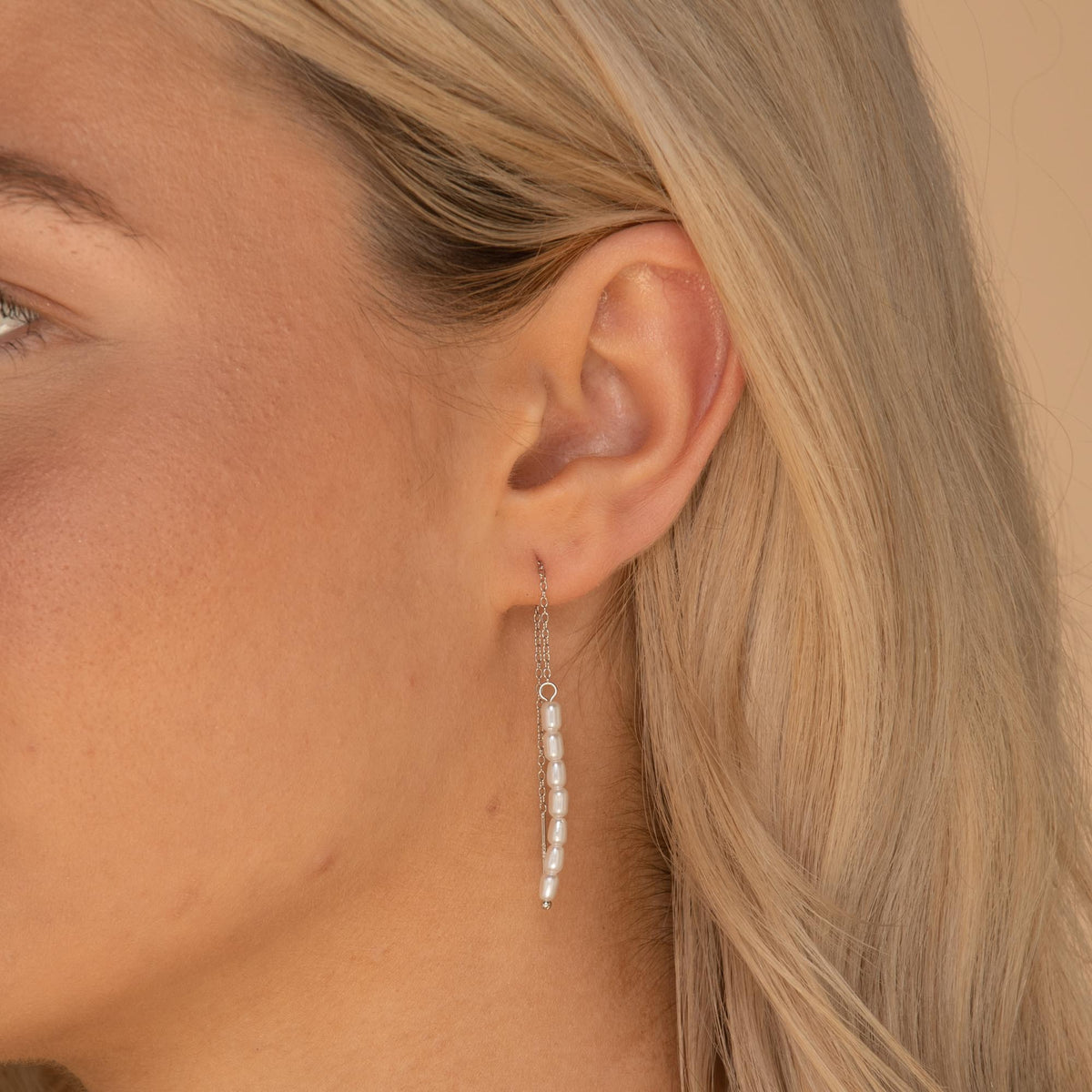 Long Pearl Threader Earrings