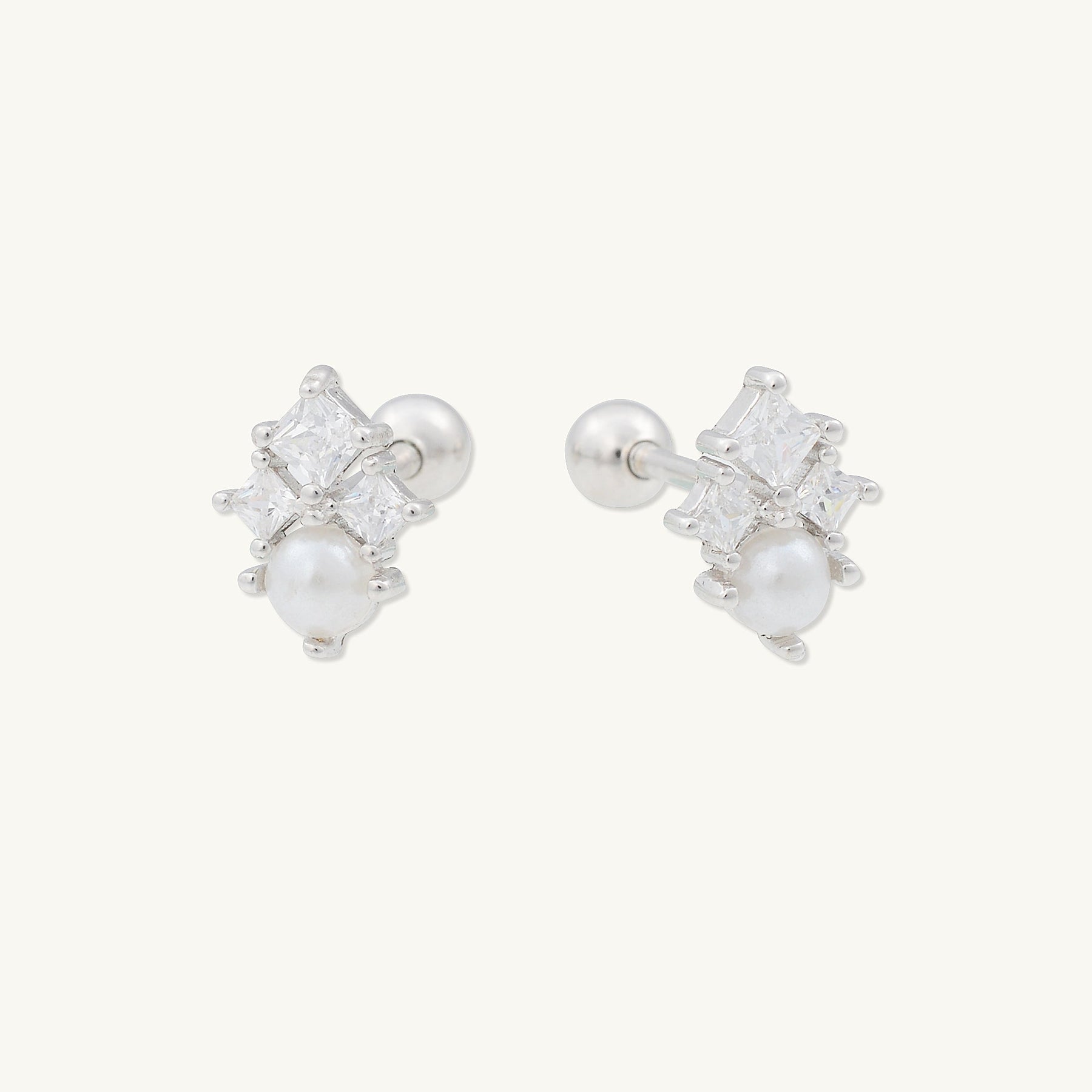 Lotus Pearl Barbell Stud Cartilage Earrings